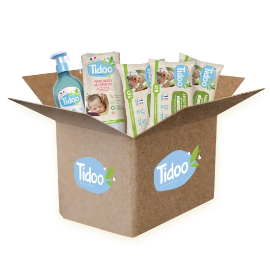 Lot soin bébé Tidoo - Eau micellaire, Lot de 3x58 Lingettes & Maxi-Carrés