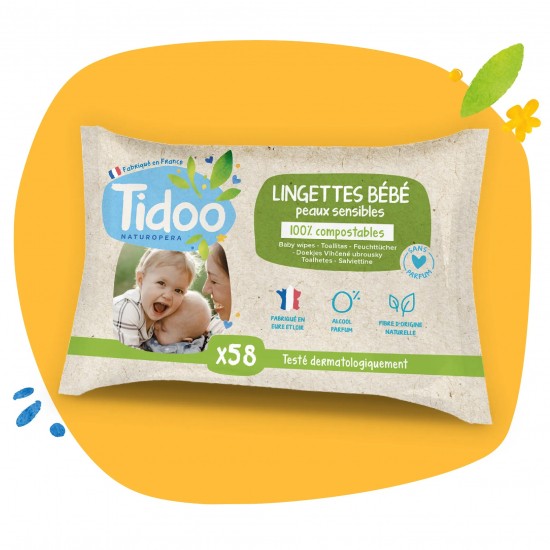 Lingettes sans parfum au calendula bio X58