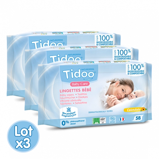 Lot 3x58 lingettes sans parfum