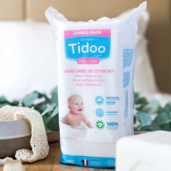 Tidoo Maxi carrés de coton familial bio 80 pce à petit prix