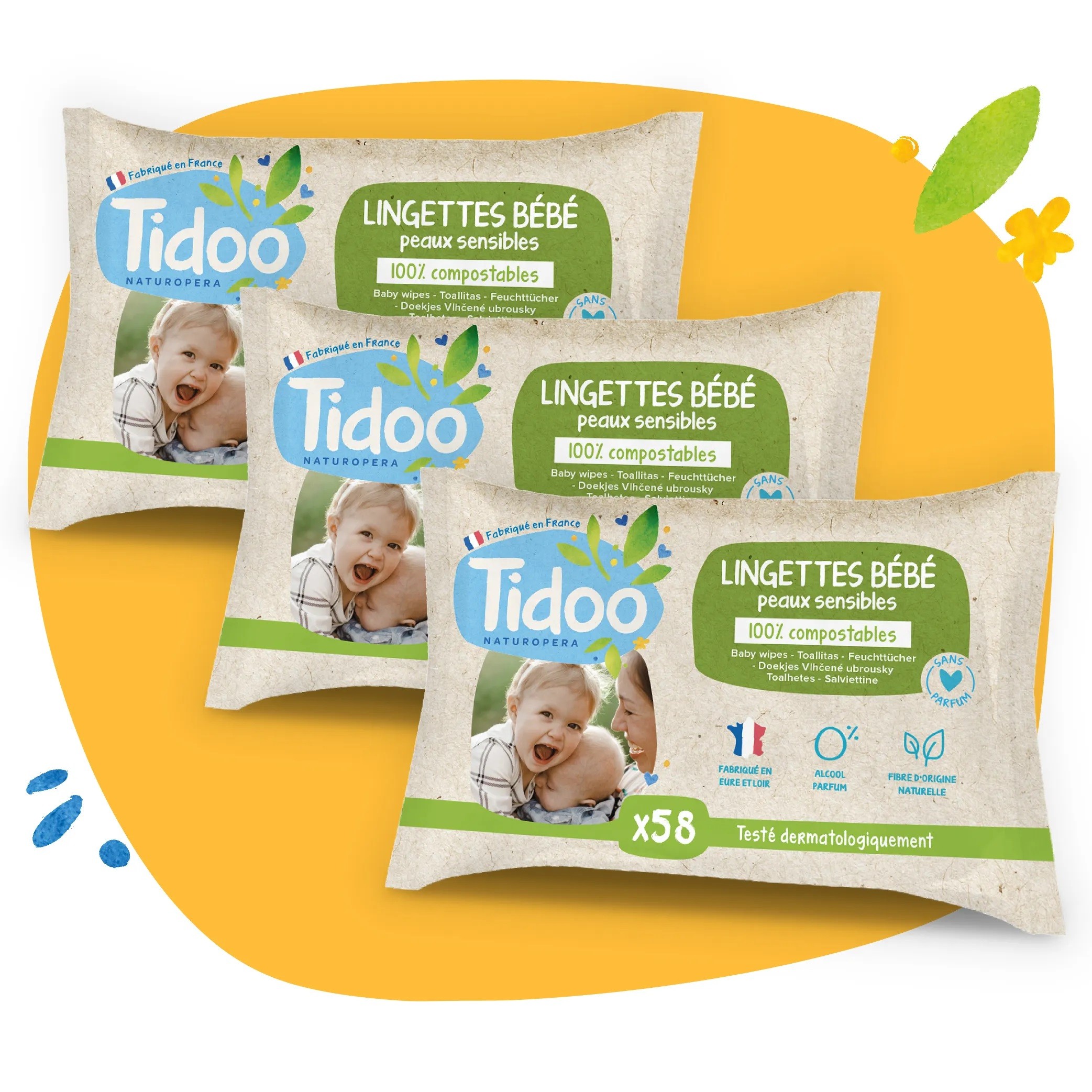 Lot de lingettes Bébé en Coton Bio