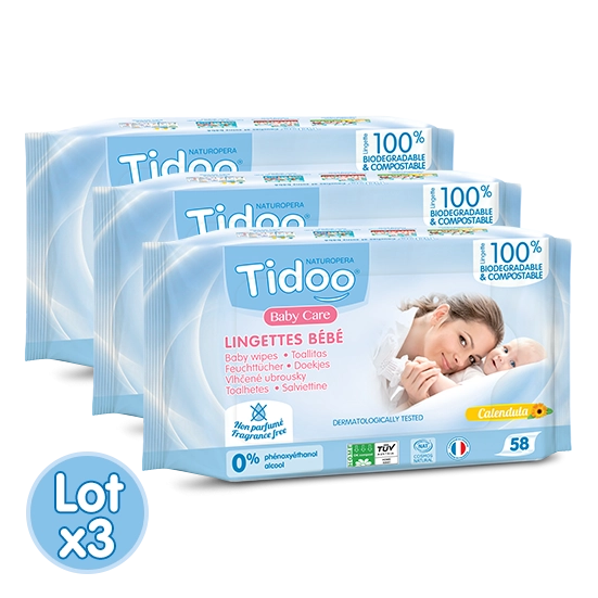 Tidoo - Lot 3x58 lingettes sans parfum