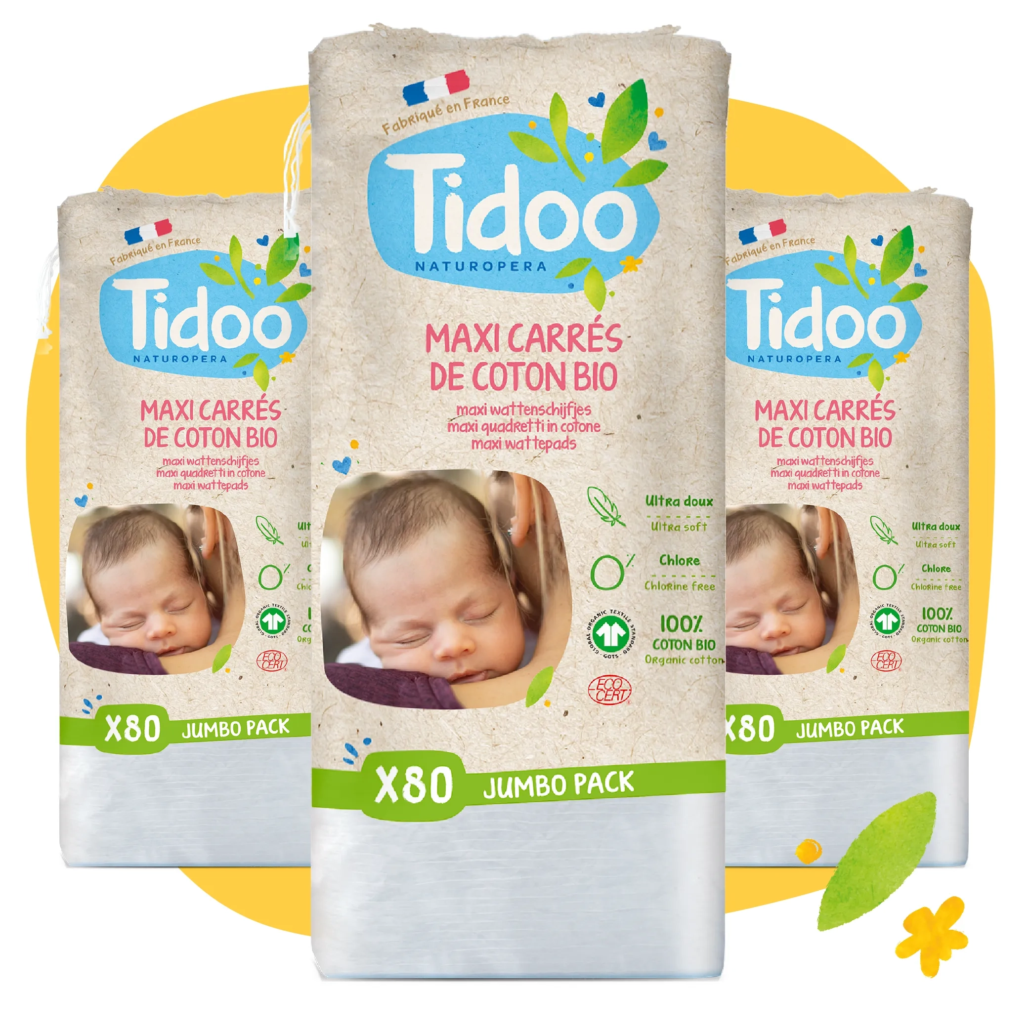 Coton bébé maxi carrés doux bio - Carrefour Maroc