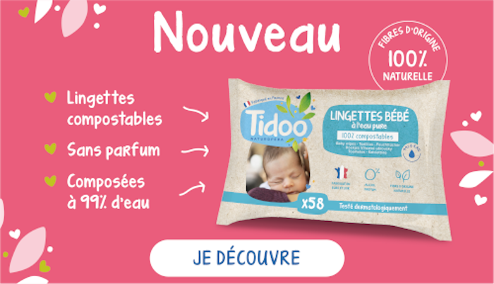 Lingettes Bébé Sans Parfum 100% Compostables. Lot 3x58 lingettes - Tidoo